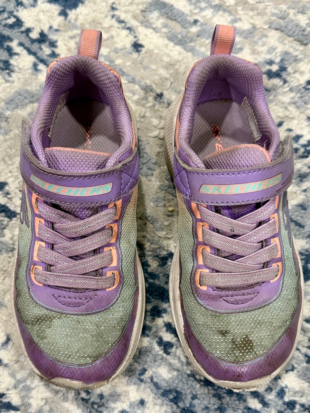 Skechers Girls Purple and Gray Sneakers with Pink Trim
